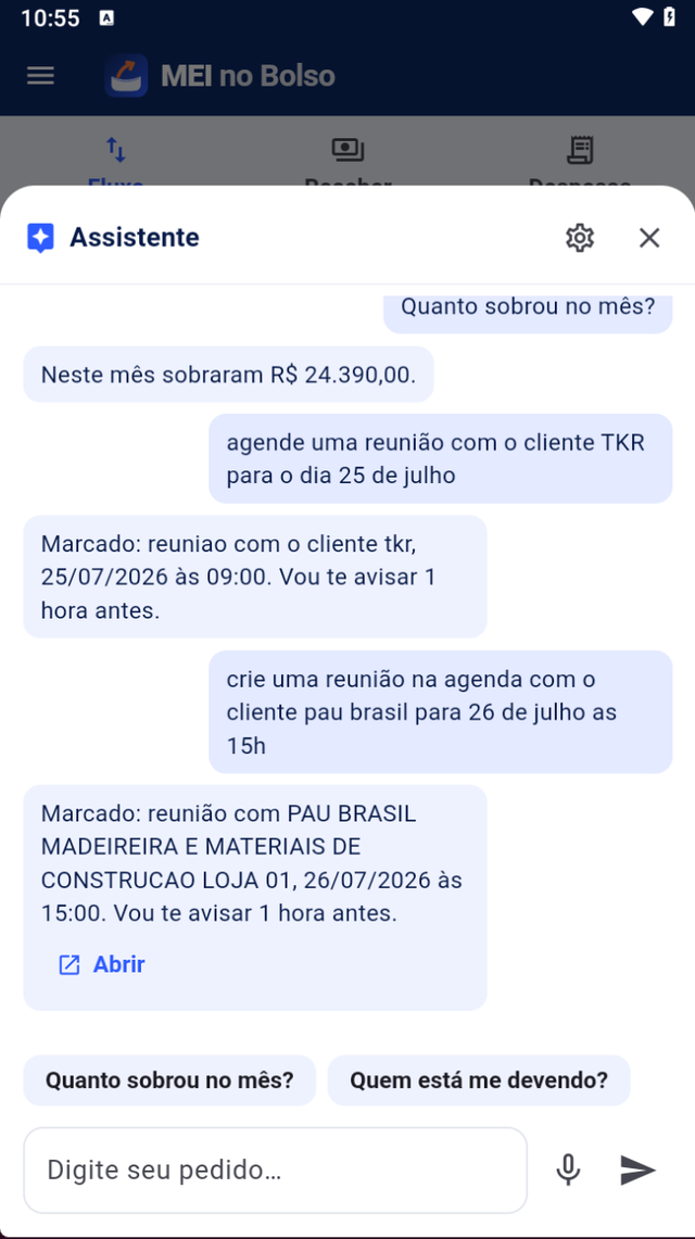 Assistente de IA executando ações