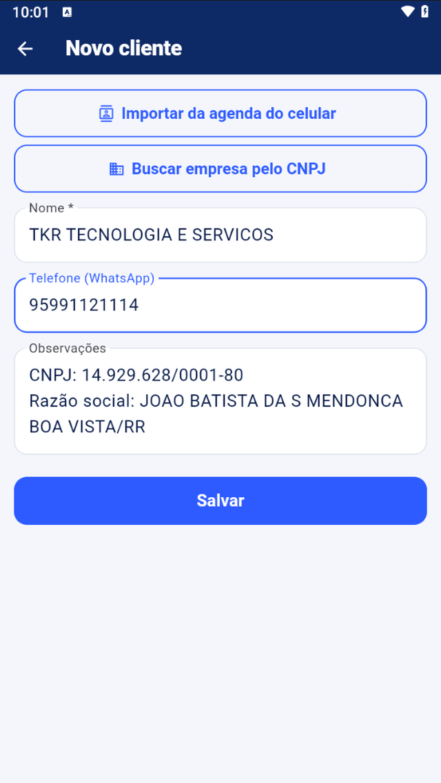 Cadastre um cliente pelo CNPJ