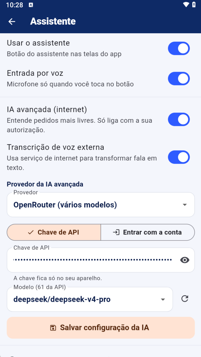 Escolha do provedor de IA