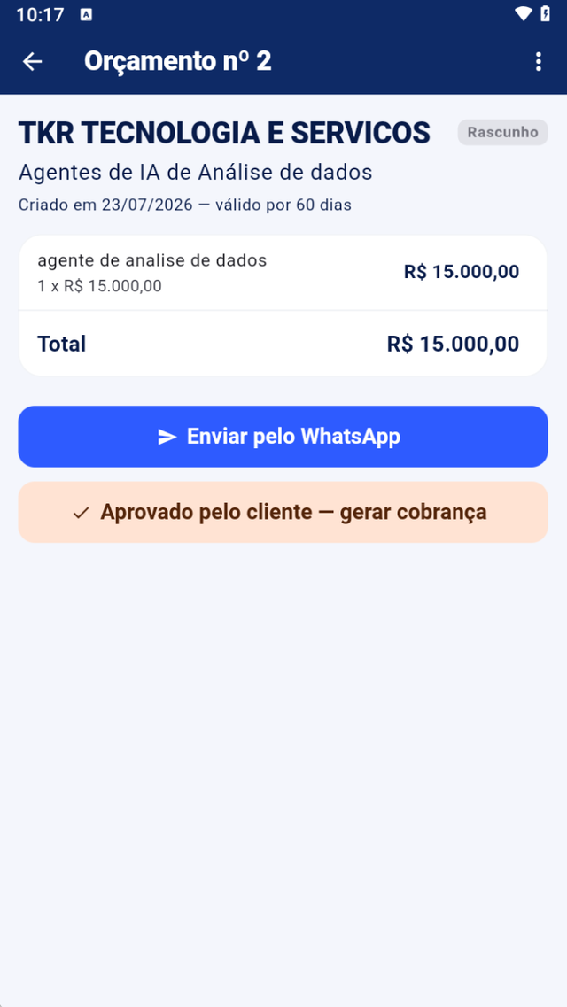 Do orçamento à cobrança, sem digitar duas vezes